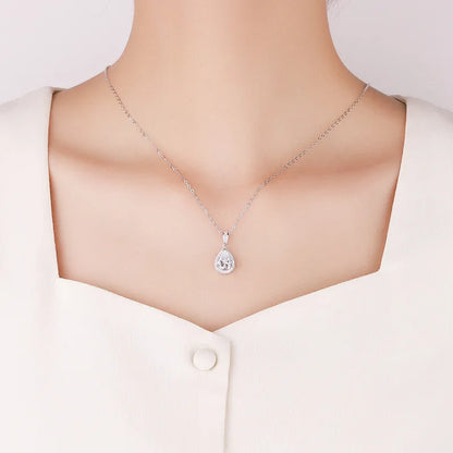 FIRERING Authentic 1-2ct Droplet Moissanite Pendant Necklace with Certificate Passed Diamond Test Women Jewelry Gift S925 Silve