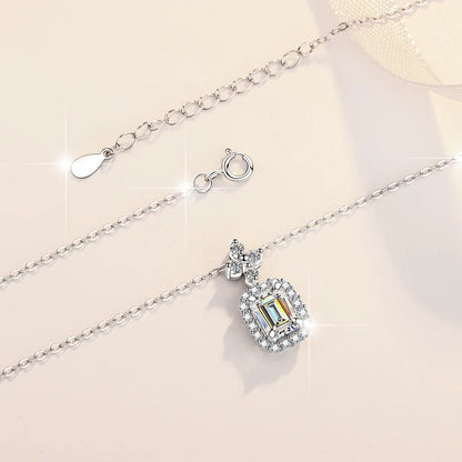 FIRERING 100% Genuine 1ct Green Moissanite Necklace 5x7MM with Certificate Laboratory Diamond Women Jewelry S925 Silver