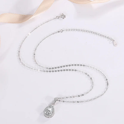FIRERING Authentic 1-2ct Droplet Moissanite Pendant Necklace with Certificate Passed Diamond Test Women Jewelry Gift S925 Silve