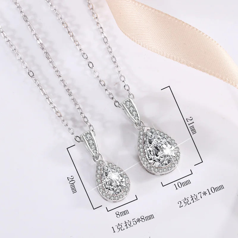 FIRERING Authentic 1-2ct Droplet Moissanite Pendant Necklace with Certificate Passed Diamond Test Women Jewelry Gift S925 Silve