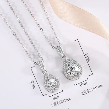 FIRERING Authentic 1-2ct Droplet Moissanite Pendant Necklace with Certificate Passed Diamond Test Women Jewelry Gift S925 Silve