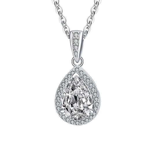 FIRERING Authentic 1-2ct Droplet Moissanite Pendant Necklace with Certificate Passed Diamond Test Women Jewelry Gift S925 Silve