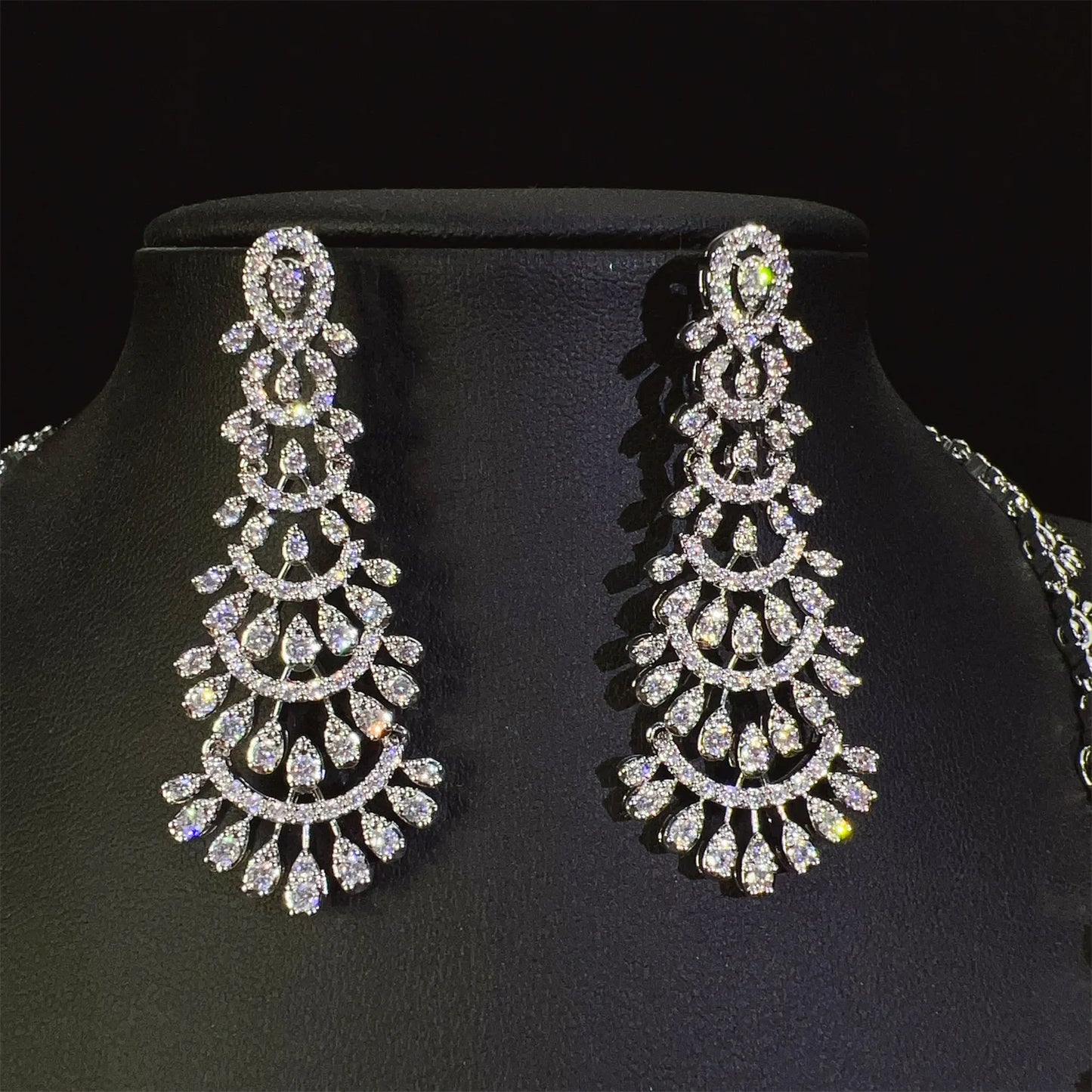 Romantic 2PCS Leaf Design Statement Jewelry Set For Women Wedding Party Full Zircon Dubai Bridal jewelry Set